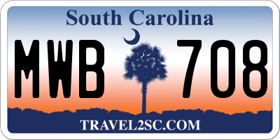 SC license plate MWB708