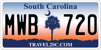 SC license plate MWB720