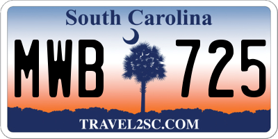 SC license plate MWB725