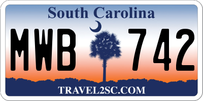 SC license plate MWB742