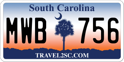 SC license plate MWB756
