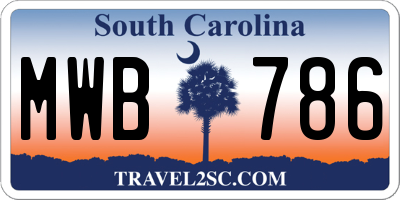 SC license plate MWB786