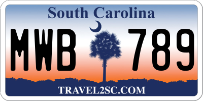 SC license plate MWB789