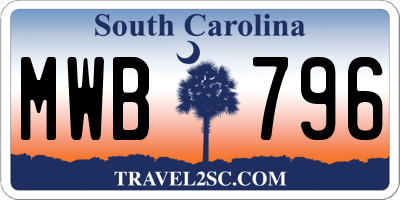 SC license plate MWB796