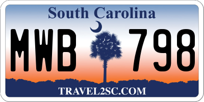 SC license plate MWB798