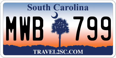 SC license plate MWB799