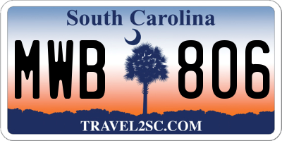 SC license plate MWB806