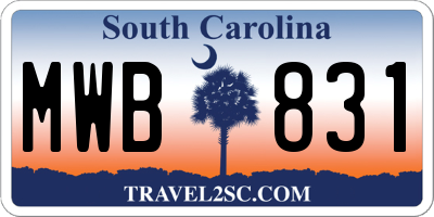SC license plate MWB831