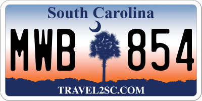 SC license plate MWB854
