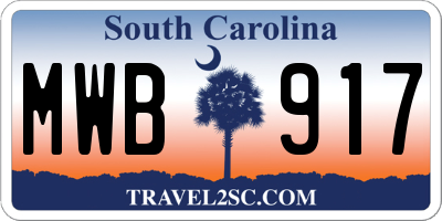 SC license plate MWB917