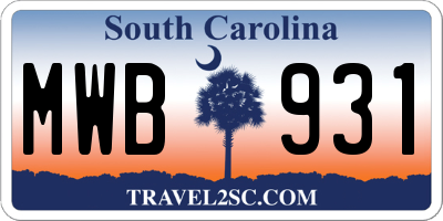 SC license plate MWB931