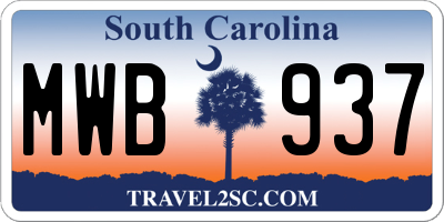 SC license plate MWB937