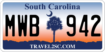 SC license plate MWB942