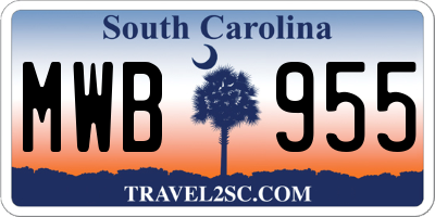 SC license plate MWB955