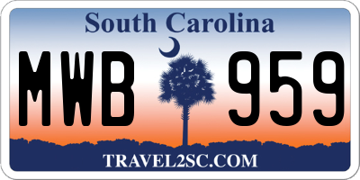 SC license plate MWB959
