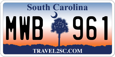 SC license plate MWB961