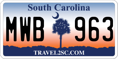 SC license plate MWB963