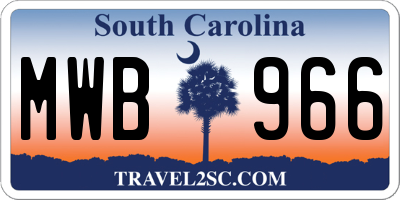 SC license plate MWB966