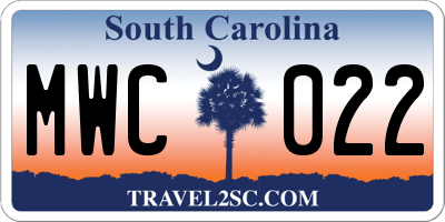 SC license plate MWC022