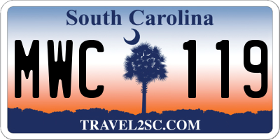 SC license plate MWC119