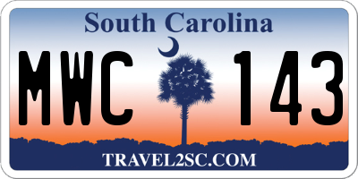 SC license plate MWC143
