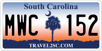 SC license plate MWC152