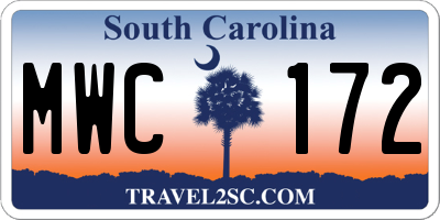 SC license plate MWC172
