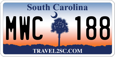 SC license plate MWC188