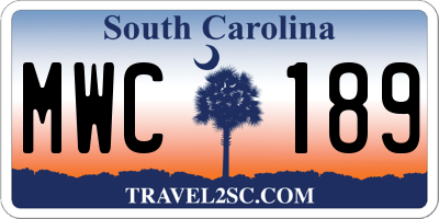 SC license plate MWC189