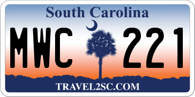 SC license plate MWC221