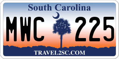 SC license plate MWC225