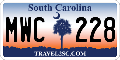 SC license plate MWC228