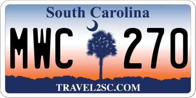 SC license plate MWC270