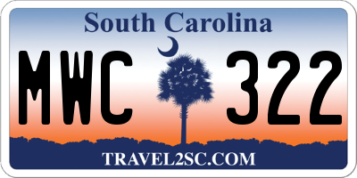SC license plate MWC322