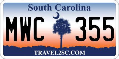 SC license plate MWC355