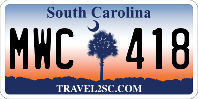 SC license plate MWC418
