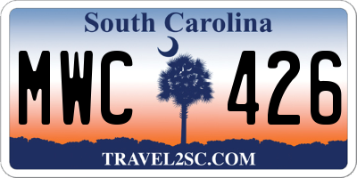 SC license plate MWC426