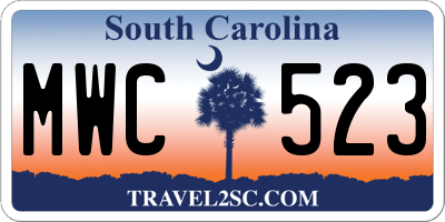 SC license plate MWC523