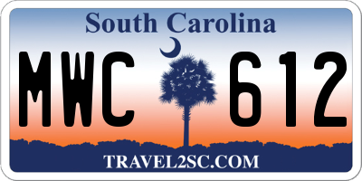 SC license plate MWC612