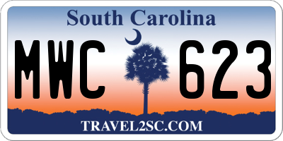 SC license plate MWC623