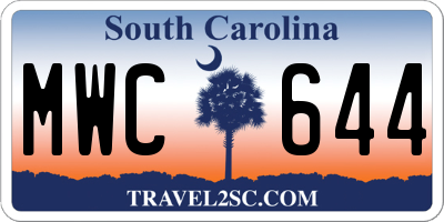 SC license plate MWC644