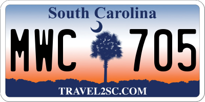 SC license plate MWC705