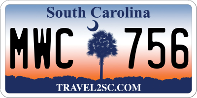 SC license plate MWC756