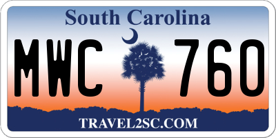 SC license plate MWC760