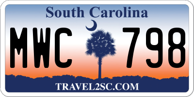 SC license plate MWC798