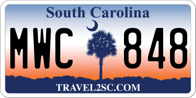 SC license plate MWC848