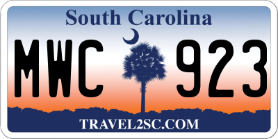 SC license plate MWC923