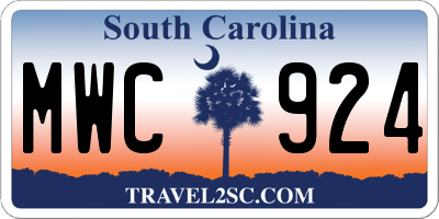 SC license plate MWC924