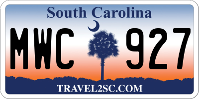SC license plate MWC927