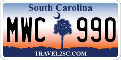 SC license plate MWC990